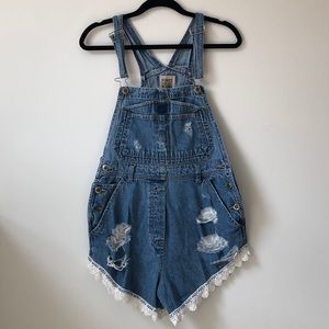 LF Vintage Overalls Shorts Denim and Lace